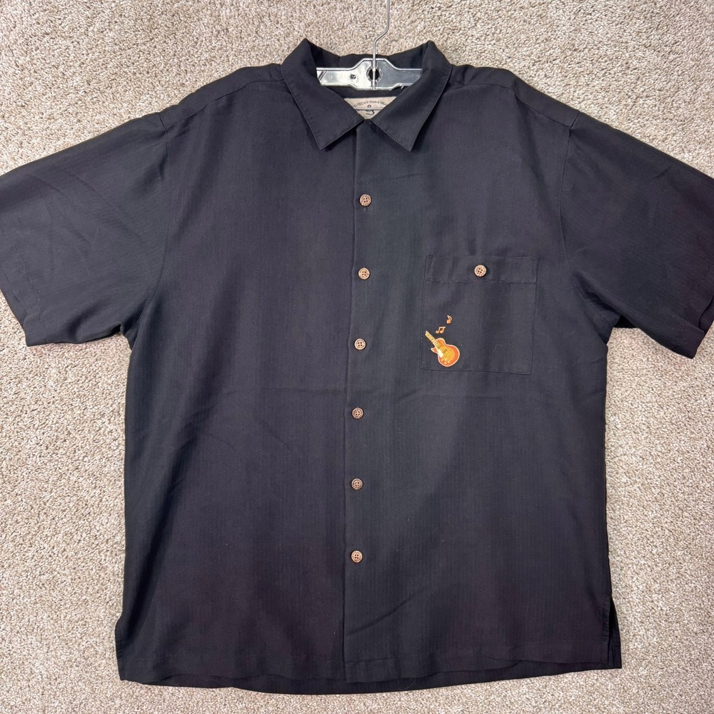 Hook & Tackle Shirt Mens L Mahi Mahi Rock Cafe Black SS Button Down EUC